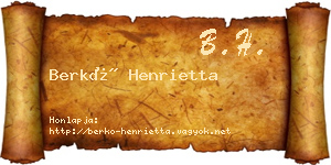 Berkó Henrietta névjegykártya