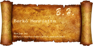 Berkó Henrietta névjegykártya